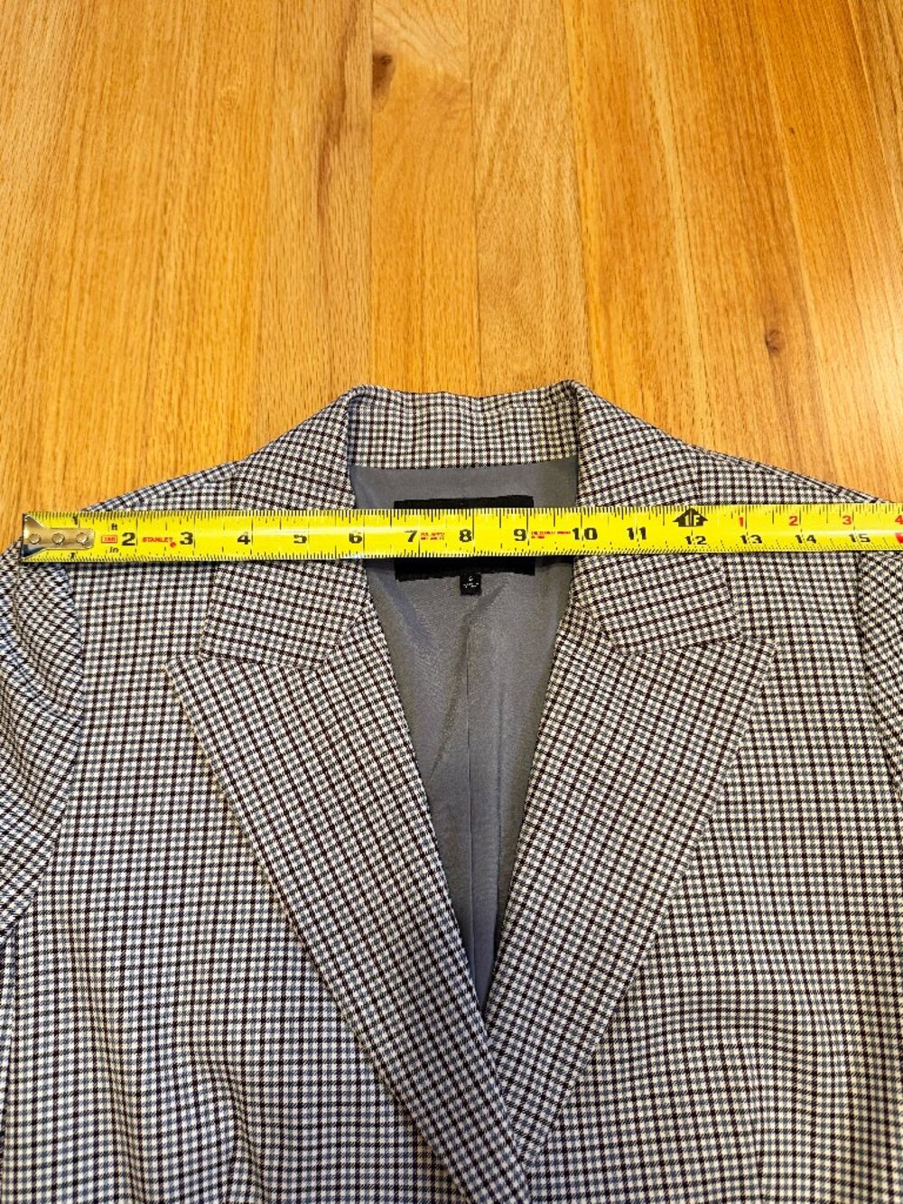 Lafayette 148 New York Blue Gray Houndstooth Wool Blazer Sz 6 - Picture 10 of 12